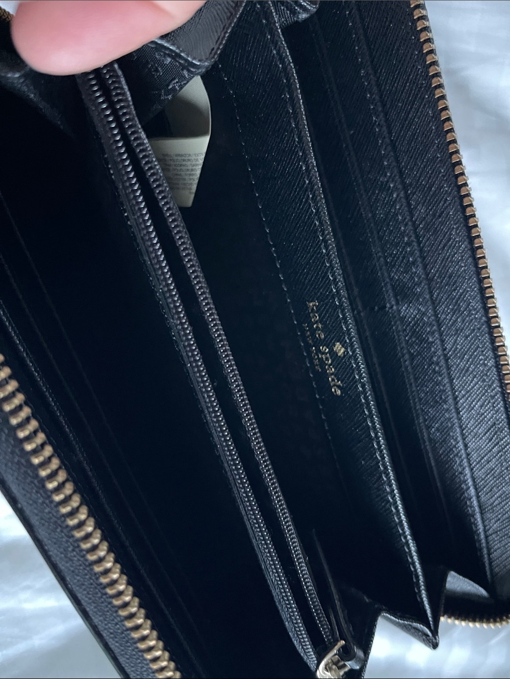 kate spade Navy, Black & White Striped Zip Around Wallet - Picture 3 of 3
